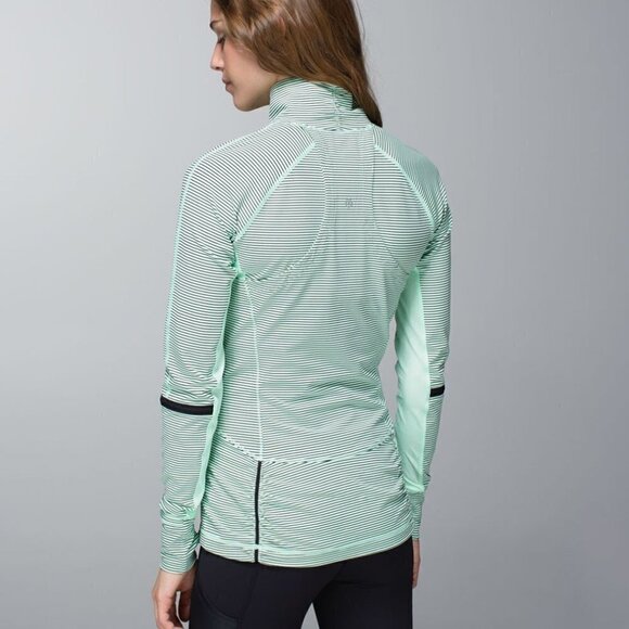 Lululemon Race With Grace 1/2 Zip - 6 Mini Hyper Stripe Fresh Teal / Fresh Teal - Picture 2 of 7